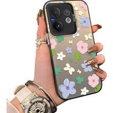 HONTINGA Vivo V60 5g ile Uyumlu Kılıf Silikon Kenar Sert Arka Kamera Koruyucu Basitlik Anti Düşme Kamera Korumalı Çiçekli Desen Couple Telefon Kılıfı Kadın ve Erkek Için Uygundur K1-1352