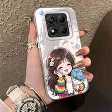 HONTINGA Xiaomi Redmi Note 14 Pro ile Uyumlu Kılıf Silikon Kenar Sert Arka Kamera Koruyucu Basitlik Anti Düşme Kamera Korumalı Kız Desen Couple Telefon Kılıfı Kadın ve Erkek Için Uygundur K1-1351