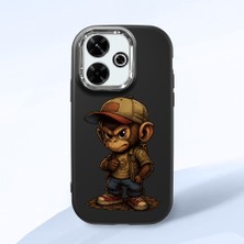 HONTINGA Xiaomi Redmi 13X ile Uyumlu Kılıf Kamera Korumalı Düşüme Önleyici Kamera Koruyucu Siyah Yumuşak Silikon Couple Telefon Kılıfı Maymun Desenli K4-0374