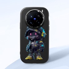 HONTINGA Vivo X200 Pro ile Uyumlu Kılıf Kamera Korumalı Düşüme Önleyici Kamera Koruyucu Siyah Yumuşak Silikon Couple Telefon Kılıfı Trend Marka Desenli K4-0373