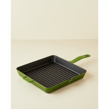 Hecha Demir Döküm Kare Grill Tava 30 cm Yeşil Degrade