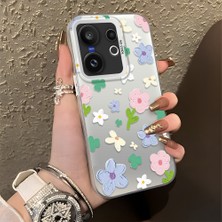 HONTINGA Vivo X200 Fe ile Uyumlu Kılıf Silikon Kenar Sert Arka Kamera Koruyucu Basitlik Anti Düşme Kamera Korumalı Çiçekli Desen Couple Telefon Kılıfı Kadın ve Erkek Için Uygundur K1-1352