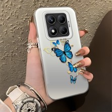 HONTINGA Xiaomi Redmi Note 14 Pro 5g ile Uyumlu Kılıf Silikon Kenar Sert Arka Kamera Koruyucu Basitlik Anti Düşme Kamera Korumalı Kelebek Desen Couple Telefon Kılıfı Kadın ve Erkek Için Uygundur K1-1349