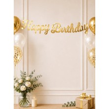 Happy Birthday Kaligrafi Banner Altın