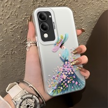 HONTINGA Vivo Y04 ile Uyumlu Kılıf Silikon Kenar Sert Arka Kamera Koruyucu Basitlik Anti Düşme Kamera Korumalı Güzel Kadın Desen Couple Telefon Kılıfı Kadın ve Erkek Için Uygundur K1-1353