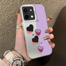 HONTINGA Vivo Y28 ile Uyumlu Kılıf Silikon Kenar Sert Arka Kamera Koruyucu Basitlik Anti Düşme Kamera Korumalı Kalp Desen Couple Telefon Kılıfı Kadın ve Erkek Için Uygundur K1-1354