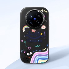 HONTINGA Vivo X200 Pro ile Uyumlu Kılıf Kamera Korumalı Düşüme Önleyici Kamera Koruyucu Siyah Yumuşak Silikon Couple Telefon Kılıfı Kedi Desenli K4-0375