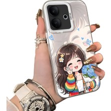 HONTINGA Vivo V60 Lite 5g ile Uyumlu Kılıf Silikon Kenar Sert Arka Kamera Koruyucu Basitlik Anti Düşme Kamera Korumalı Kız Desen Couple Telefon Kılıfı Kadın ve Erkek Için Uygundur K1-1351