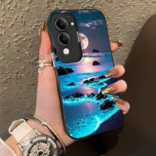 HONTINGA Vivo Y04 ile Uyumlu Kılıf Silikon Kenar Sert Arka Kamera Koruyucu Basitlik Anti Düşme Kamera Korumalı Manzara Desen Couple Telefon Kılıfı Kadın ve Erkek Için Uygundur K1-1355