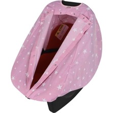 Sevi Bebe Pembe Yıldızlı Anakucağı Örtüsü %100 Pamuklu Rüzgar ve Güneş Koruyucu Model