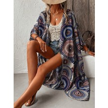 Yaman Market Kadın Kısa Kollu Önü Açık Belden Kuşaklı Uzun Kimono