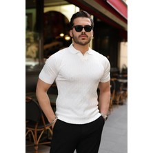 Alyn Wear Erkek Örgü Desen Yakalı Kısa Kollu Triko Tişört