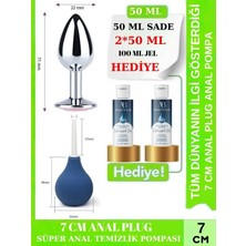 Aşkın Deposu Deromeya Health -Mükemmel Çelik 7 cm Elmas Taşlı + Anal Plug 7cm +  Anal Temizlik Pompası Süper Set  Süper Kaydırıcı Jel+ 2*50 ml Jel Avantajlı Paket