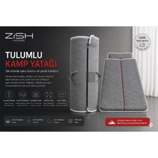 Zish Home Flexi Evo Gri Uyku Tulumlu Fermuarlı Katlanır Kamp Yatağı | 6 cm Kalınlık, 24 DNS Sünger | Karavan, Çadır ve Araç İçi İçin Taşınabilir Outdoor Yatak