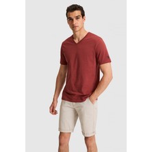 U.S. Polo Assn. Erkek Reguar Fit V Yaka Vişne Basic Tişört 50326944-VR223