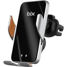 Grains Global Bix Bxch9 Magsafe 15W Kablosuz Hızlı Şarj Destekli Ultra Ince Metal Gövdeli 360 Derece Ayarlanabilen Araç Içi Telefon Tutucu Gri