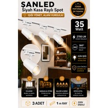ŞANLED LED Beyaz Kasa Gün Işığı-Beyaz Işık 30W Raylı Spot / 3 Adet + 1 Metre Ray