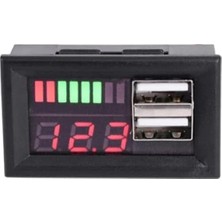 Grains Global Kırmızı LED Dijital Ekran Voltmetre USB 5V 2A Çıkış Dc 12V