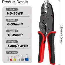 Desfree HS-35WF 6–35 MM² (AWG 10-2) KABLO UCU BAĞLANTI ELEMANLARI CIRCIRLI SIKMA PENSESİ