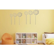 Grains Global Duvar Süsü (Sticker) 2 Adet Gri Papatyalı Şeffaf Filmli Pvc 48X33X0,5CM