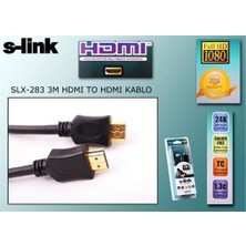 S-Link Slx-283 3M Altın Uçlu HDMI To HDMI Kablo Yüksek Hız Destekli Dayanıklı Tasarım