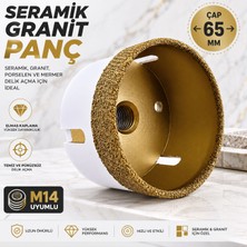 Badem10 Seramik Vakum Granit Panç 65 mm M14 Uyumlu Elmas Delme Ucu Porselen Fayans Mermer Kesici Delik Açma