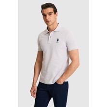 U.S. Polo Assn. Erkek Slim Fit Polo Yaka Açık Gri Basic Tişört 50326920-VR001
