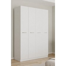 Aeka AE-3190 Burç Beyaz/beyaz 4 Kapaklı Çok Bölmeli Askılı Raflı ve Çekmeceli 210X140X53CM Gardırop