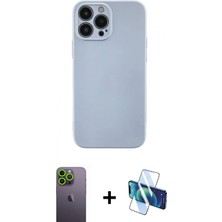 Pileli Store Pilelistore™ iPhone 13 Pro Max Kılıf Ahenk Serisi - Siyah 3D Antistatik Cam Ekran Koruyucu + Neon Fosforlu Kamera Lens - Yl