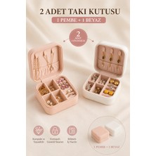 Ecuy Mini Takı Kutusu Seyahat Tipi Mücevher Çantası Kolye Yüzük Küpe Organizer Takı Düzenleyici ( Beyaz+ Pembe 1'er Adet Gönderilir )