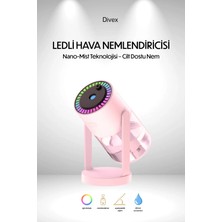 Divex Projektör Tasarımlı Hava Nemlendirici - Ayarlanabilir Eğilimli Rgb Ledli Buhar Makinesi