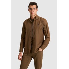 U.S. Polo Assn. Erkek Kahverengi Uzun Kollu Basic Gömlek 50324708-VR029