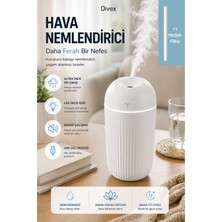 Divex Aromaterapi Hava Nemlendirici Difüzör 420 Ml, LED Gece Işıklı ve Sessiz Buhar Makinesi