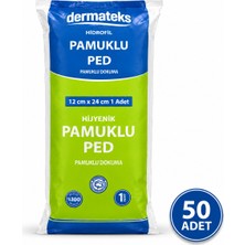 Dermateks Pamuklu Ped 12×24CM (50 Adet)