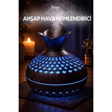 Divex Ahşap Görünümlü Ultrasonik Hava Nemlendirici - 300ML Aromaterapi Difüzörü - Rgb Gece Lambası