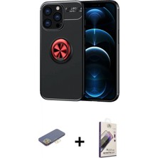 İlk El Grup Pilelistore™ iPhone 13 Pro Max Kılıf Yankı Form Prime - Siyah Bilvis 3D Mat Cam Ekran Koruyucu + Renkli Kamera Lens Koruma Cam - Sı