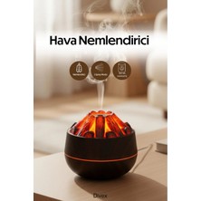Divex Volkan Alev Efektli Şömine Hava Nemlendirici - Magma Buhar Difüzörü - Şömine Dekoratifli