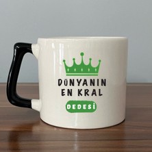 Mor Mürekkep Dünyanın En Kral Dedesi Siyah Kulplu Prime Babalar Günü Hediyesi Bardak Kupa Fincan Mug