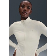 Nike Swift Dri-Fit Midlayer Womens Running Jacket Reflektörlü Fermuarlı Kadın Koşu Ceketi Krem