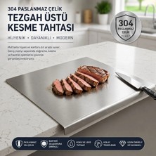 iGrill Igrıll Tezgah Üstü Kesme Tahtası 304 Paslanmaz Çelik 60X53CM Et Doğrama ve Mutfak Hazırlık Panosu