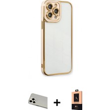 İlk El Grup Pilelistore™ iPhone 13 Pro Max Kılıf Çekirdek Klasik Serisi - Şeffaf Maxco Cam Ekran Koruyucu + Rainbow Kamera Lens Koruma Cam - Bz