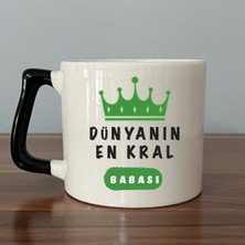 Mor Mürekkep Dünyanın En Kral Babası Siyah Kulplu Prime Babalar Günü Hediyesi Bardak Kupa Fincan Mug