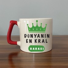 Mor Mürekkep Dünyanın En Kral Babası Kırmızı Kulplu Prime Babalar Günü Hediyesi Bardak Kupa Fincan Mug