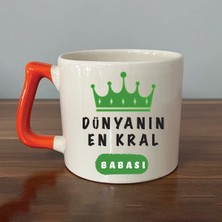 Mor Mürekkep Dünyanın En Kral Babası Turuncu Kulplu Prime Babalar Günü Hediyesi Bardak Kupa Fincan Mug
