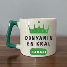 Mor Mürekkep Dünyanın En Kral Babası Yeşil Kulplu Prime Babalar Günü Hediyesi Bardak Kupa Fincan Mug