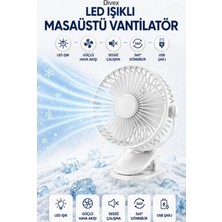 Divex Masaüstü Şarjlı 360° Dönebilen Klipsli Fan Vantilatör - Beyaz
