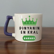 Mor Mürekkep Dünyanın En Kral Babası Mor Kulplu Prime Babalar Günü Hediyesi Bardak Kupa Fincan Mug