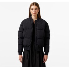 Lacoste Kadın Relaxed Fit Dik Yaka Siyah Mont