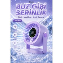 Divex Buz Etkili Masaüstü Vantilatör - Dijital Göstergeli, USB Şarjlı, Güçlü Hava Akışlı Sessiz Fan