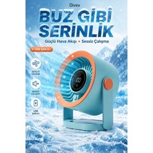 Divex Buz Etkili Masaüstü Vantilatör - Dijital Göstergeli, USB Şarjlı, Güçlü Hava Akışlı Sessiz Fan